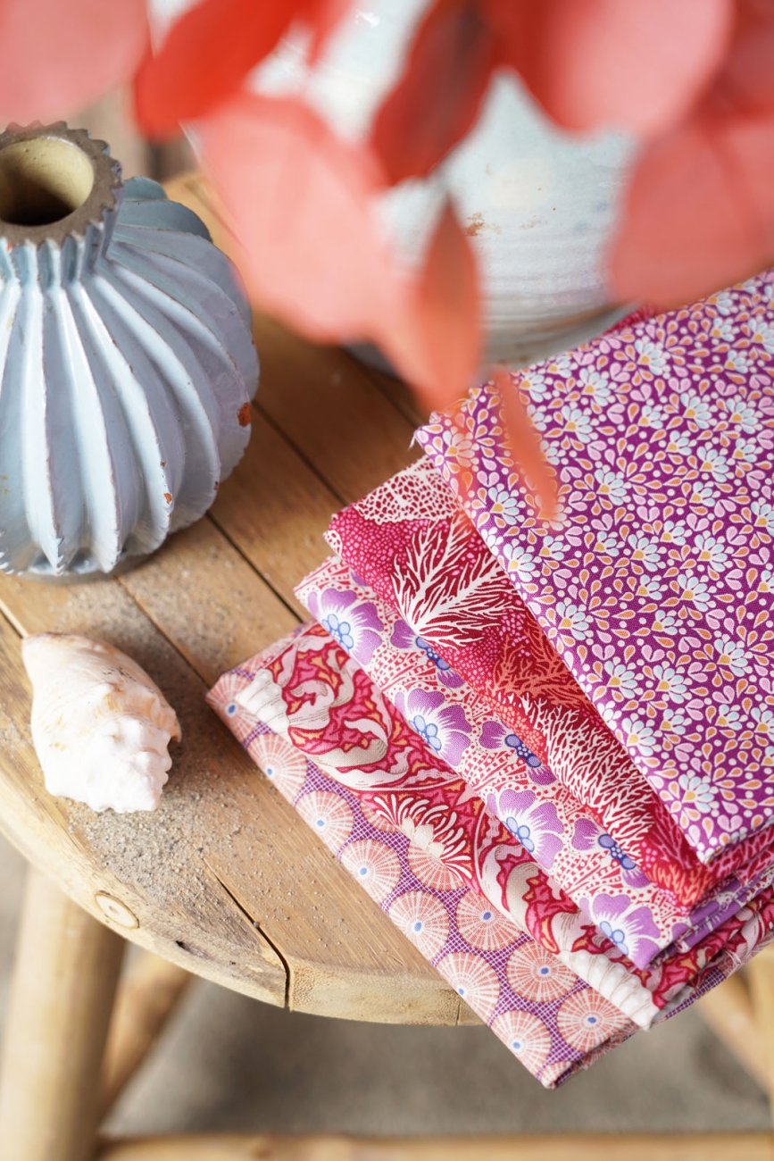 Tilda Patchwork Stoff Baumwolle - Cotton Beach - Scallop Shell Coral